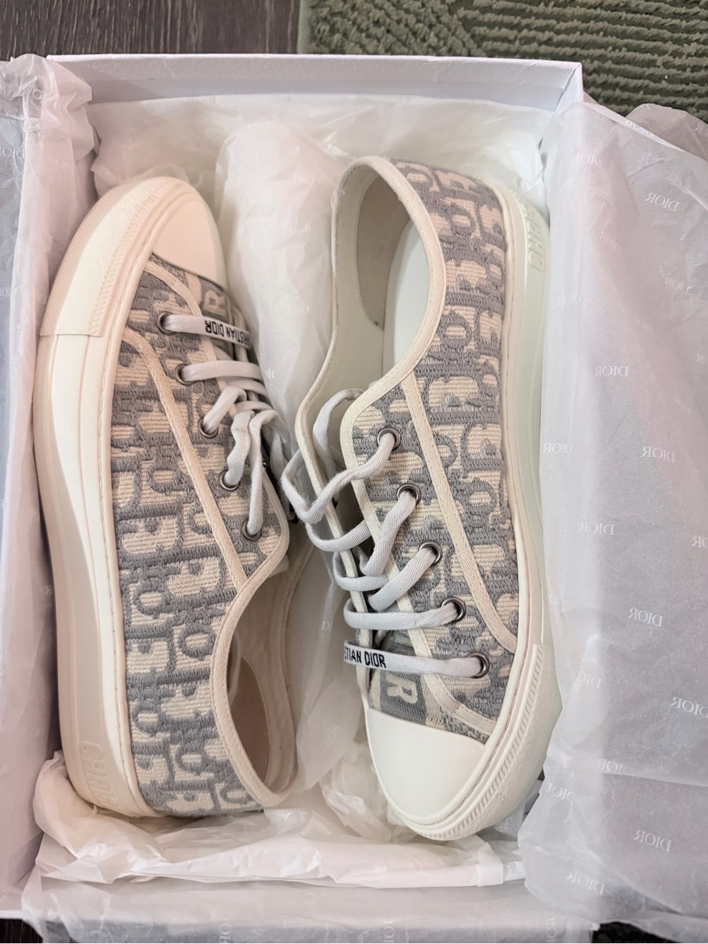 Dior Gray/Off White Canvas Sneakers